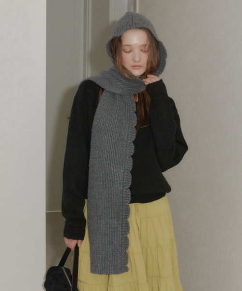 GIUNON マフラー ストール 2way scallop hood muffler / 2way