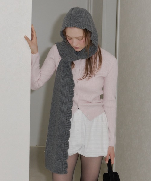 GIUNON マフラー ストール 2way scallop hood muffler / 2way