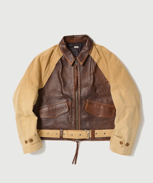 KHOKI（コッキ） ブルゾン アウター Vintage-effect lether jacket