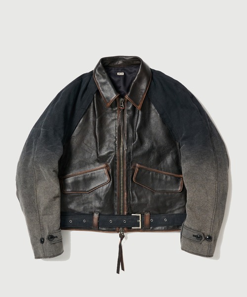 KHOKI（コッキ） ブルゾン アウター Vintage-effect lether jacket