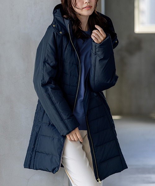 専用　　ナイロン　コート　アウター　レディース　ネイビー　美品 BELLUNA PLUS（ベルーナプラス） コート アウター 細見え！フレンチ