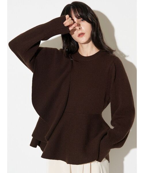 ELENDEEK　フリル ニット プルオーバー ウール　グレー　立体　変形 Sustainableフリルニットプルオーバー(ニット)｜トップス｜SNIDEL