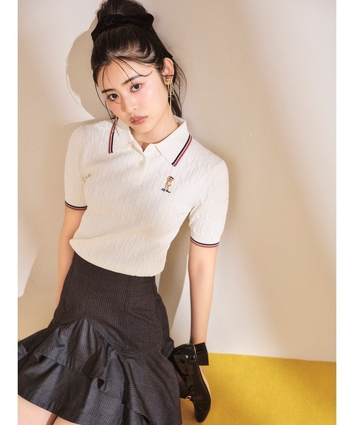 LILYBROWN 半袖ポロシャツ M ホワイト LILY BROWN（リリーブラウン） 半袖ポロシャツ ONE SIZE ブラック