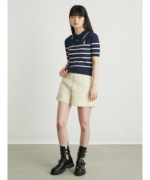 リリーブラウン　ポロシャツ 半袖 LILY BROWN（リリーブラウン） 半袖ポロシャツ ONE SIZE ブラック