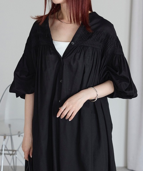 Mサイズ✭ワンピース 半袖 ブラック ＆HALF 「Worldclass」半袖ワンピース M ナチュラル レディース