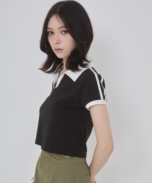 「ENVYM」 半袖カットソー FREE ブラック レディース_画像8