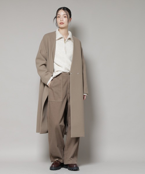 NANO universe（ナノ・ユニバース） ノーカラーコート コート Vネック