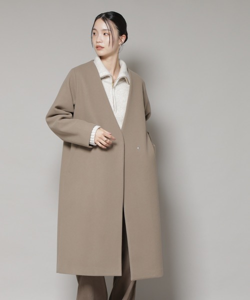 NANO universe（ナノ・ユニバース） ノーカラーコート コート Vネック