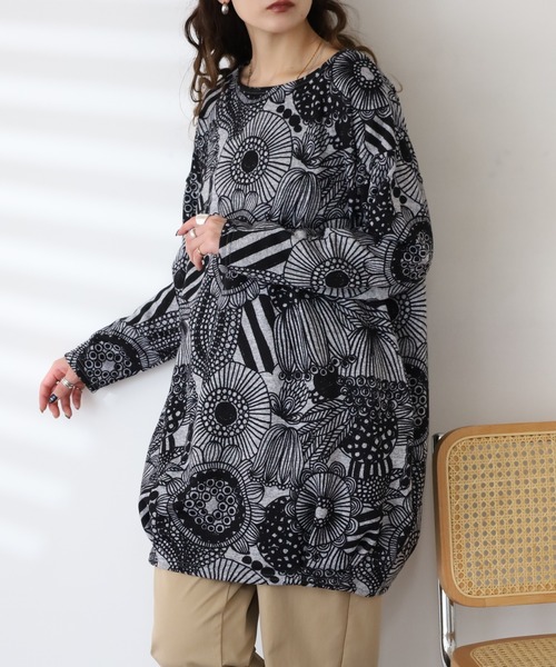 DAKS 長袖チュニック BARNDOOR（バーンドア） チュニック ニットソー タックチュニック 長袖