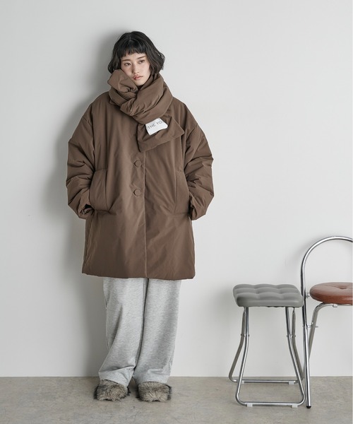 THE Yon ダウンコート ダウンジャケット ストールセットミドルパフ