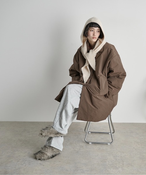 THE Yon ダウンコート ダウンジャケット ストールセットミドルパフ