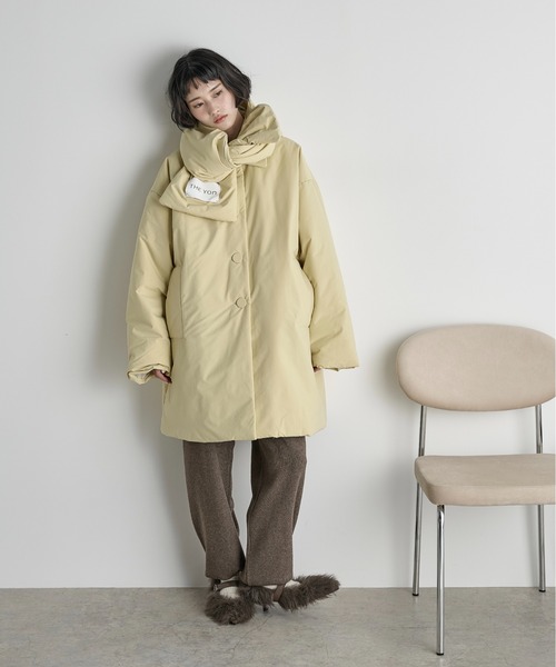 THE Yon ダウンコート ダウンジャケット ストールセットミドルパフ