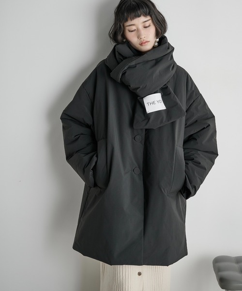 ミュラーオブヨシオクボ ストール付 ダウンジャケット アシンメトリー