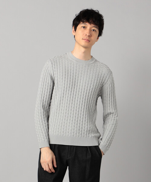 セーター ニット リンクスジャカード クルーネックニット メンズ