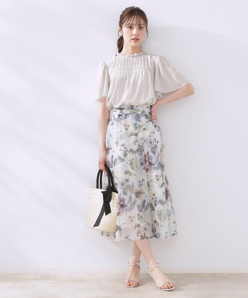 「couture brooch」 半袖ブラウス 38 ライトグレー レディース_画像2