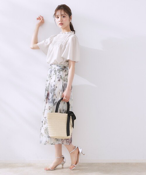「couture brooch」 半袖ブラウス 38 ライトグレー レディース_画像3