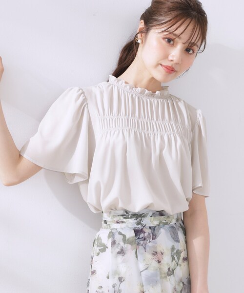 「couture brooch」 半袖ブラウス 38 ライトグレー レディース_画像5