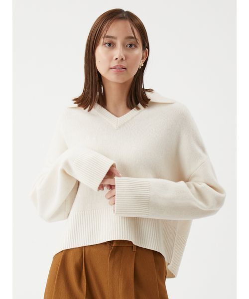 Mila Owen（ミラオーウェン） ニット セーター ウールカシミヤ衿付きV