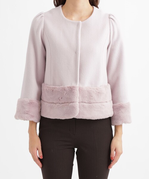 美品TOBECHICトゥービーシック花レース刺繍軽量中綿ノーカラージャケット40 TO BE CHIC（トゥー ビー シック） ノーカラージャケット FREE