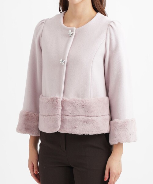 ■ほぼ未使用 TO BE CHIC スパンボイル ノーカラー ジャケット TO BE CHIC（トゥー ビー シック） ノーカラージャケット FREE