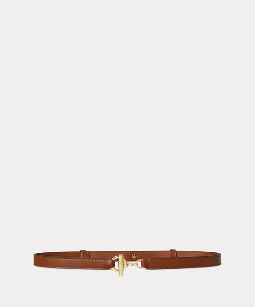 【超希少】ラルフローレンRalph Laurenトグルベルト麻×真鍮 1点物◇ラルフローレンLAUREN真鍮金バックル付き茶革レザーベルト古着