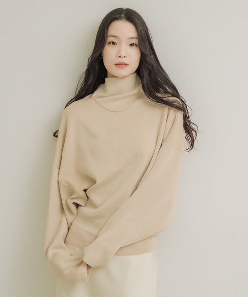 nuebyas ヌーディハイネック ニット NEUNA（ヌナ） ニット セーター ハイネックドルマンニット レディース