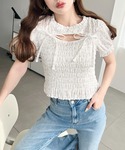 tシャツ 半袖 花柄プリントフロントオープンボ...の詳細画像3