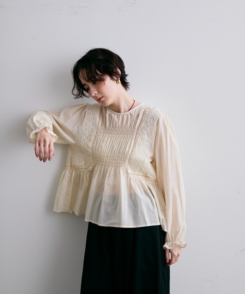 Trish（トリッシュ） ブラウス シャツ フォークロア刺繍シャーリング