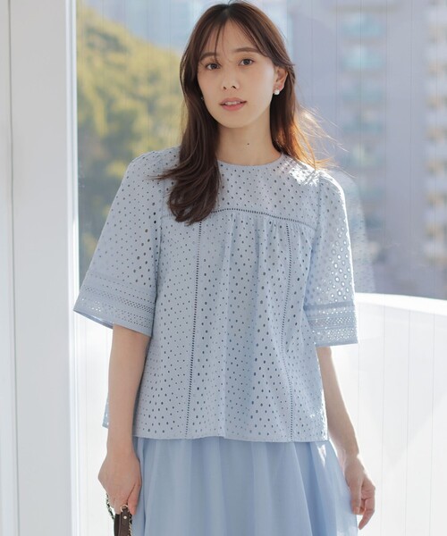 ブラウス シャツ エンブロイダリーレース5分袖 レディース : ZOZOTOWN