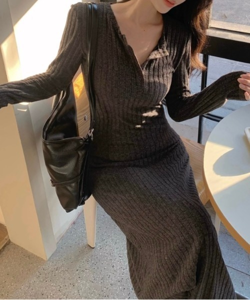 「LADY LIKE」 長袖ワンピース M ベージュ レディース_画像5