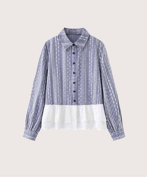 シャツ/ブラウス フリルカラーリボンブラウス/Frill Collar Ribbon