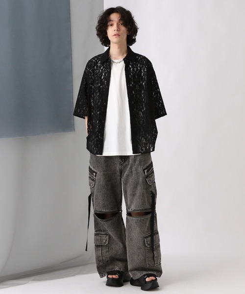 「HARE」 デニムパンツ MEDIUM グレー系その他 メンズの画像