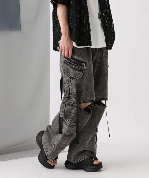 「HARE」 デニムパンツ MEDIUM グレー系その他 メンズの画像