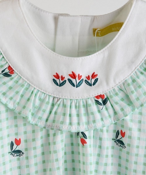ワンピース チューリップチェック柄半袖フリルワンピース キッズ 子供