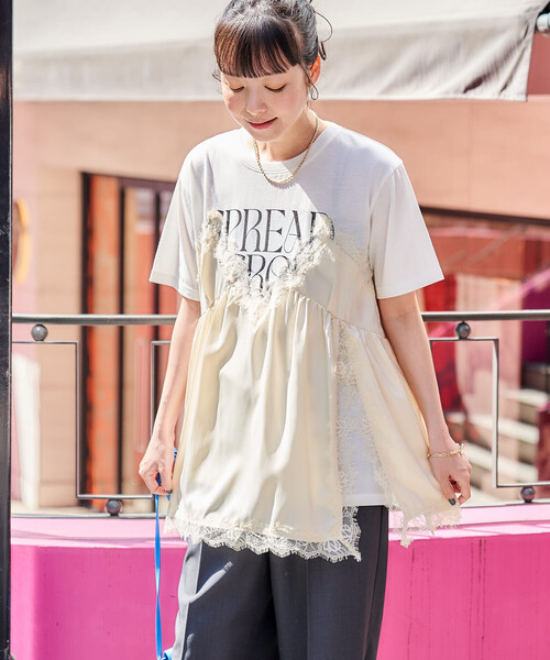 アレキサンダーワン キャミソールレイヤード 変形Tシャツ レディース S FREAK'S STORE（フリークスストア） tシャツ レースキャミ ドッキングT