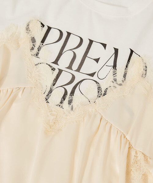tシャツ レースキャミ ドッキングTシャツ/レイヤードデザインTシャツ レディースの画像