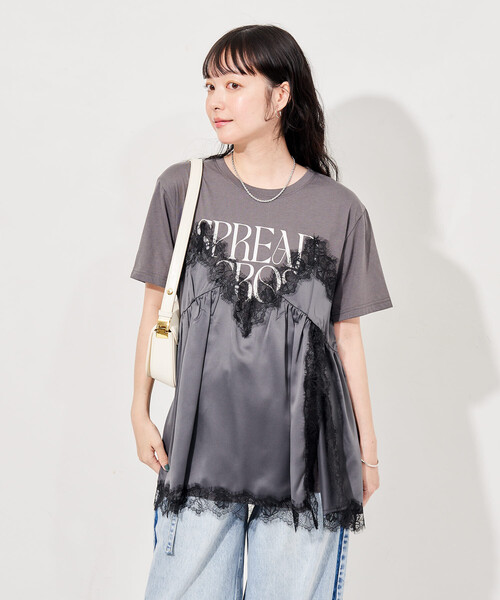アレキサンダーワン キャミソールレイヤード 変形Tシャツ レディース S FREAK'S STORE（フリークスストア） tシャツ レースキャミ ドッキングT