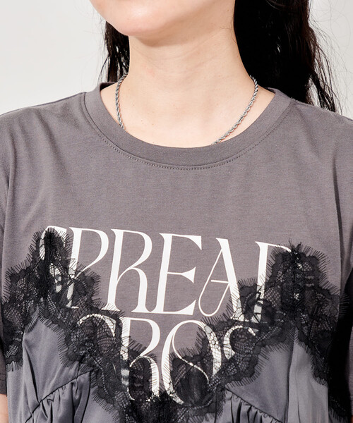 tシャツ レースキャミ ドッキングTシャツ/レイヤードデザインTシャツ レディースの画像
