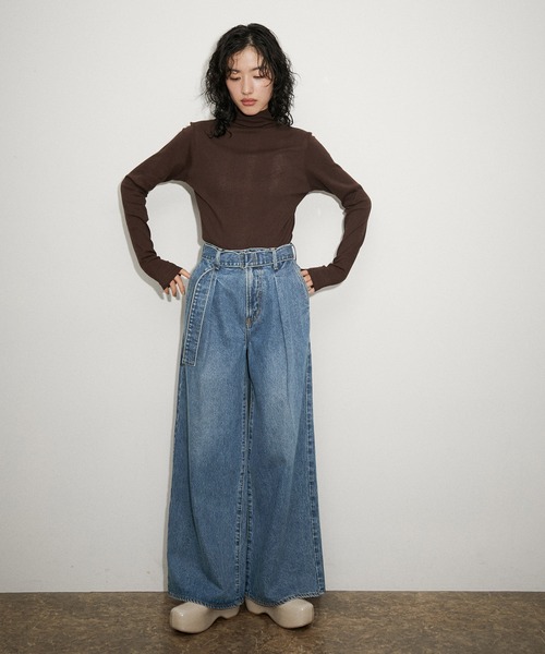 「NEEDBY heritage」 デニムパンツ 27 ブルー レディース_画像6