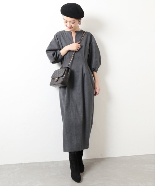 「VERMEIL par iena」 7分袖ワンピース 40 グレー レディース
