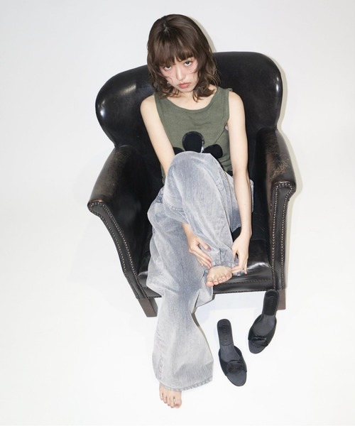「musubore」 デニムパンツ 1 カーキ レディース_画像8