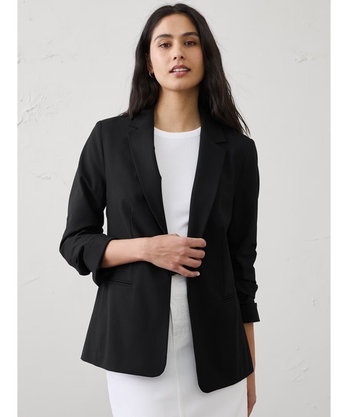 ジャケット テーラードジャケット BANANA REPUBLIC FACTORY STORE　　スカルプテッド ストレッチ ルーシュスリーブ ブレザー
