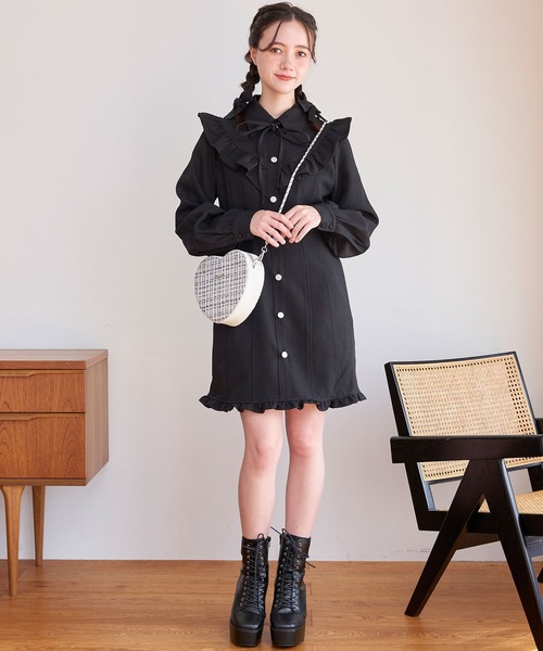 「TITTY&CO.」 長袖ワンピース MEDIUM チャコールグレー レディース_画像2