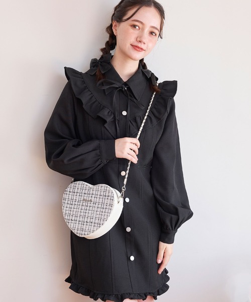 「TITTY&CO.」 長袖ワンピース MEDIUM チャコールグレー レディース_画像8