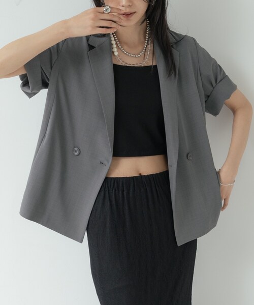ジャケット テーラードジャケット Comfy SET UP｜ハーフスリーブジャケット「セットアップ対応／通勤／接触冷感／UVカット」 レディースの画像