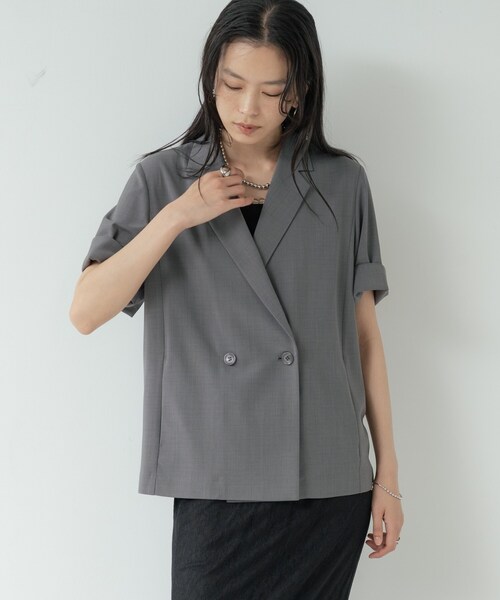 ジャケット テーラードジャケット Comfy SET UP｜ハーフスリーブジャケット「セットアップ対応／通勤／接触冷感／UVカット」 レディースの画像