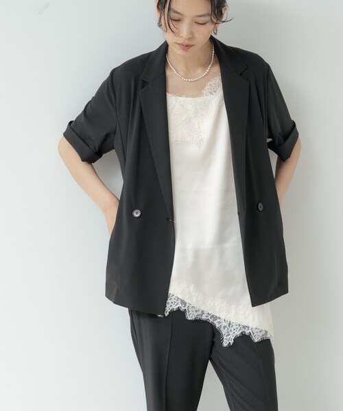 ジャケット テーラードジャケット Comfy SET UP｜ハーフスリーブジャケット「セットアップ対応／通勤／接触冷感／UVカット」 レディースの画像