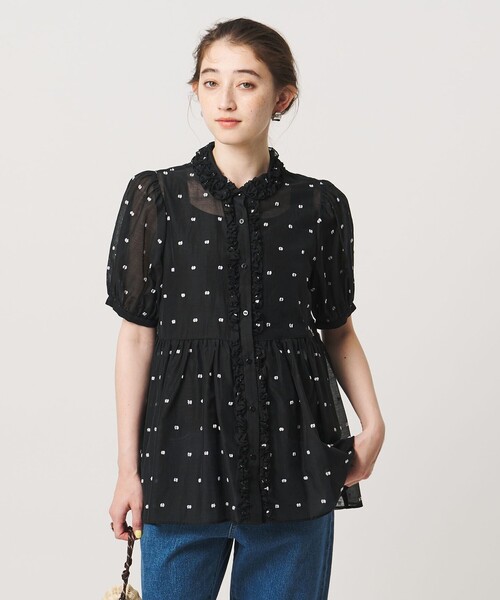 ユナイテッドアローズ ドットジャガードブラウス UNITED ARROWS（ユナイテッドアローズ） ブラウス シャツ 2トーン