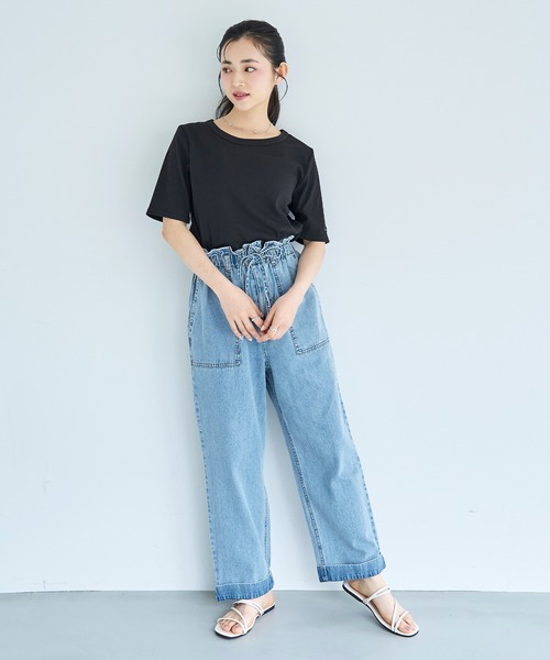 mil（ミル） ジーンズ デニム デニムパンツ フリルウエスト ステッチ
