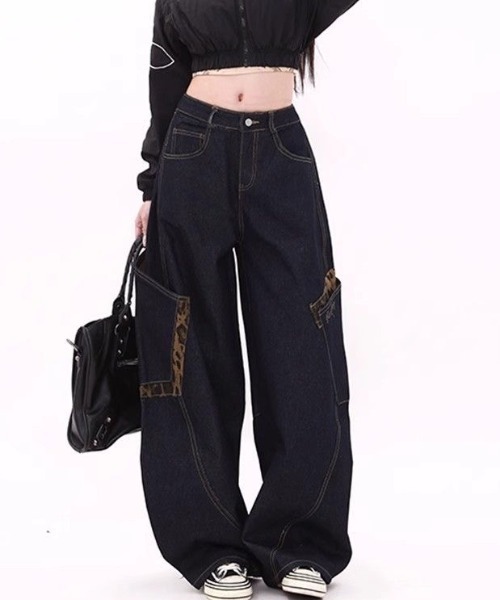 「SHEENA」 デニムパンツ L インディゴブルー レディース_画像5